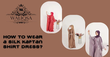 Elegant silk kaftan shirt dress styled with heels for a formal evening