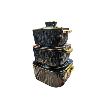Jaypee Crinkle Klass Casserole 3Pcs Set | Black
