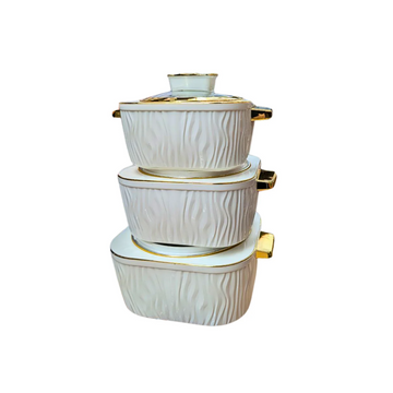 Jaypee Crinkle Klass Casserole 3Pcs Set | White
