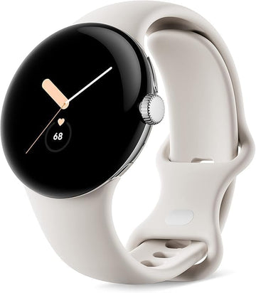 Google Pixel Watch, 41mm Polished Silver Case W/Chalk Active Band