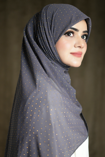 Dark Grey Golden | Stone Hijab