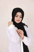 Shayla Abaya in striped silk or cardigan fabric, free-size with full sleeves

