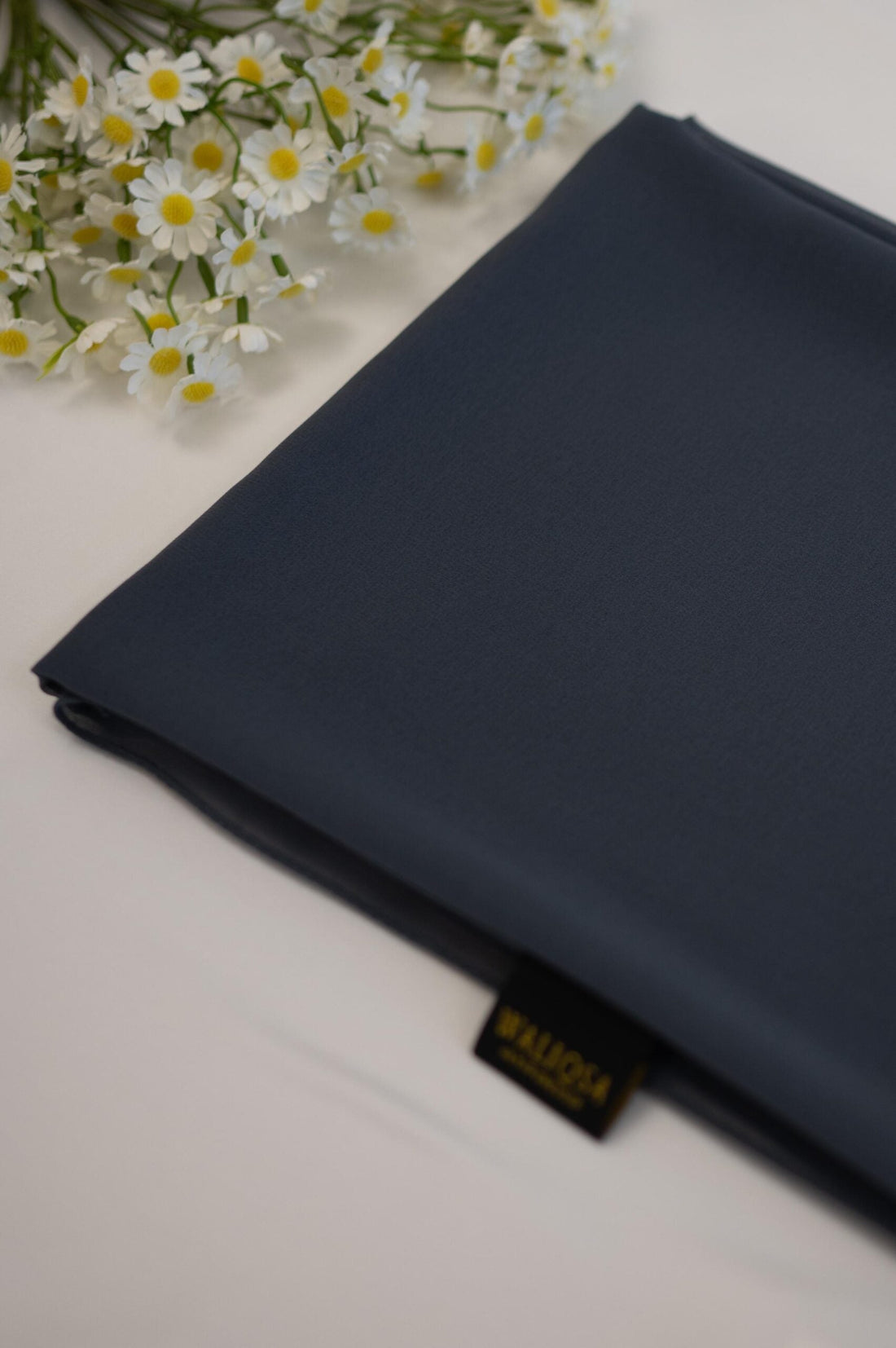 Smoke grey chiffon hijab from Waliqsa – breathable, soft, and stylish wrap.

