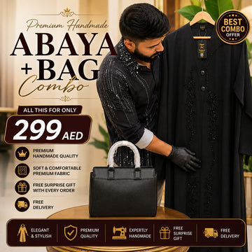 Premium Handmade Abaya & Handbag Combo Set | Luxury Modest Fashion Bundle