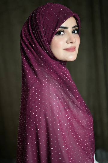 Mehroon Silver | Stone Hijab