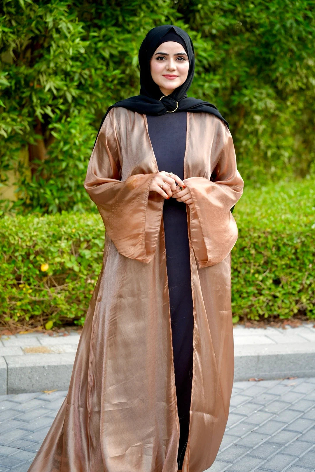 Pearly Abaya + Any Color Stone Hijab + One Hand Cuff